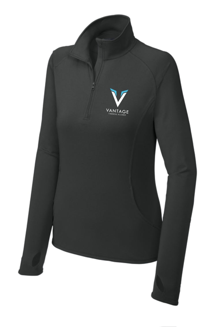 V Logo Womens Sport-Tek® Sport-Wick® Stretch EMBROIDERED 1/4-Zip Pullover